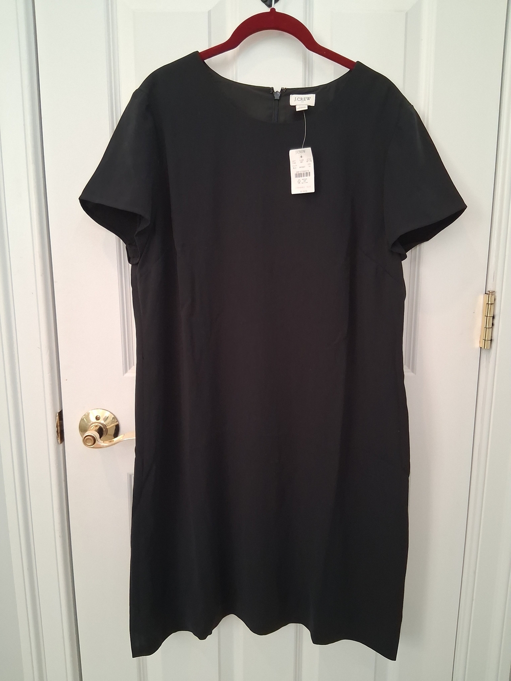 J. Crew Black Short-Sleeve Shift Mini Dress